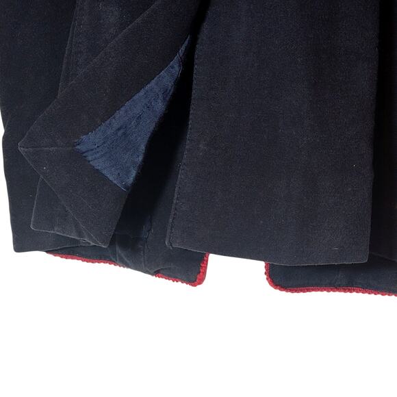 Free People Velvet Military Band Jacket Navy Blue Structured Statement Luxe S - Picture 10 of 14